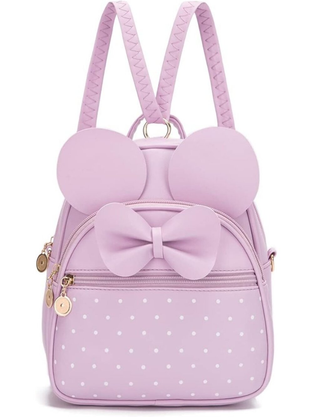 Women Girls L Purple Mini Backpack Cute Bowknot Convertible Shoulder Bag